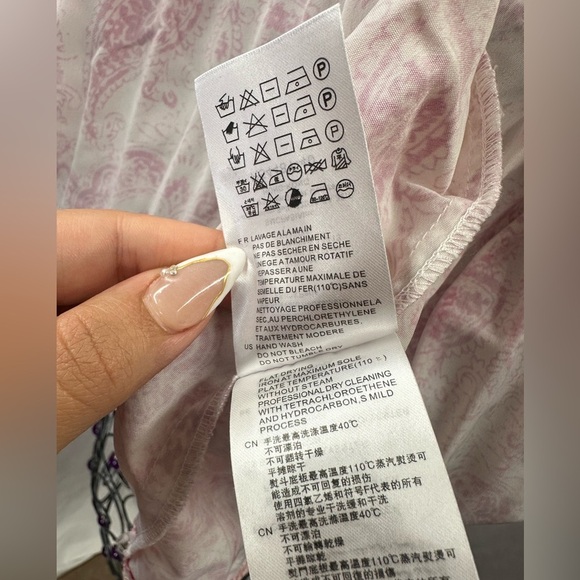 Maje pink printed pleated mini dress with long sleeves size 3 / XL - Picture 10 of 11